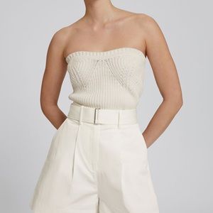 & other stories white crochet strapless top